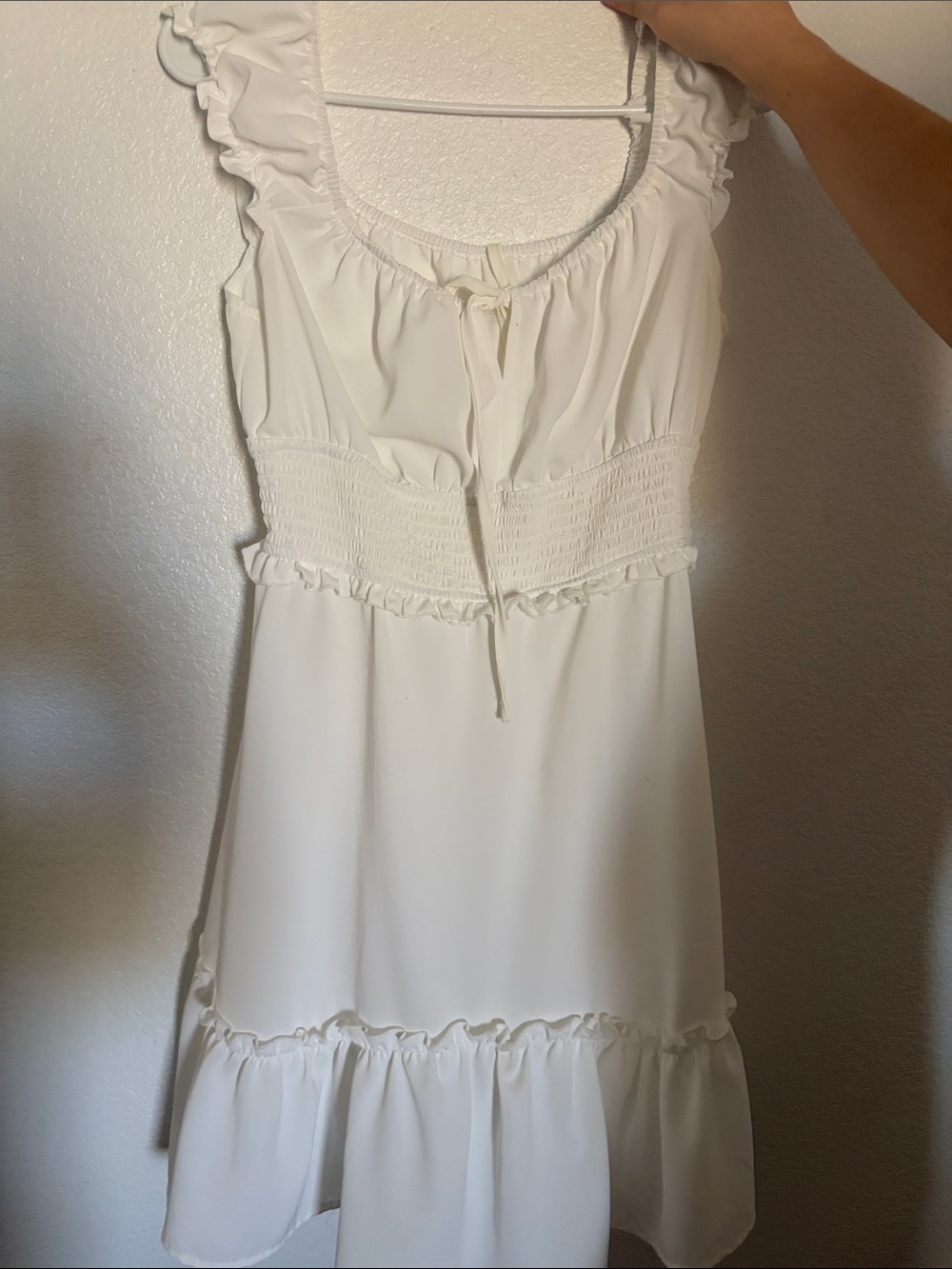 Women’s White Ruffle Smocked Waist Summer Dress